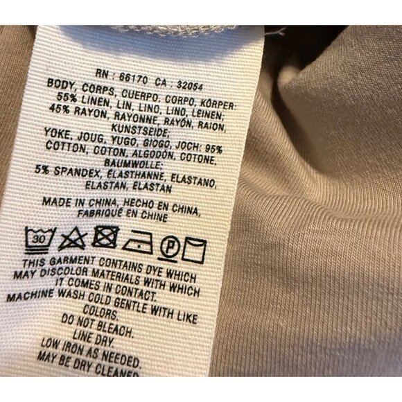 MEDIUM  HEI HEI Anthropologie Wide Leg Linen Pants Foldover Band Khaki Gray - Picture 8 of 8